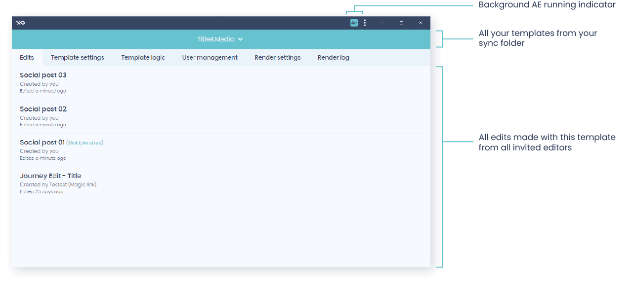 MoDeck desktop app showing a template and its edits